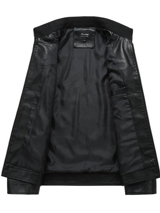 Men's Zip - Up Leather Look Moto Jacket (M–5XL) - My Wear Clothing Co