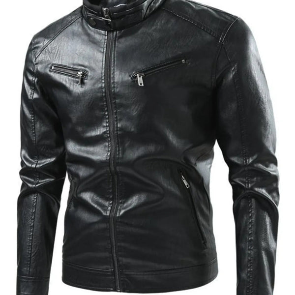 Men's Zip - Up Leather Look Moto Jacket (M–5XL) - My Wear Clothing Co