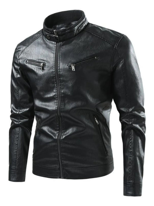 Men's Zip - Up Leather Look Moto Jacket (M–5XL) - My Wear Clothing Co