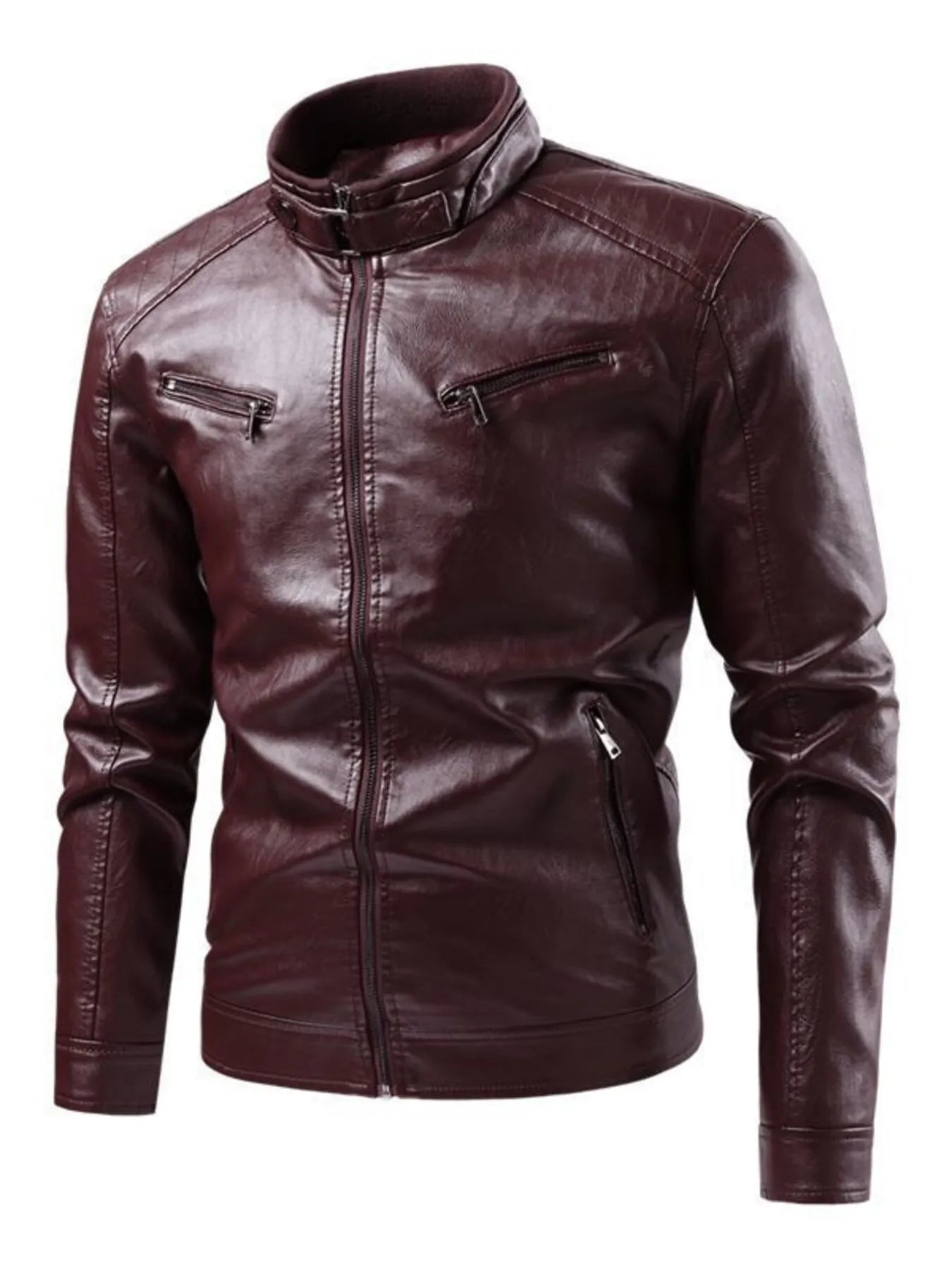 Men's Zip - Up Leather Look Moto Jacket (M–5XL) - My Wear Clothing Co