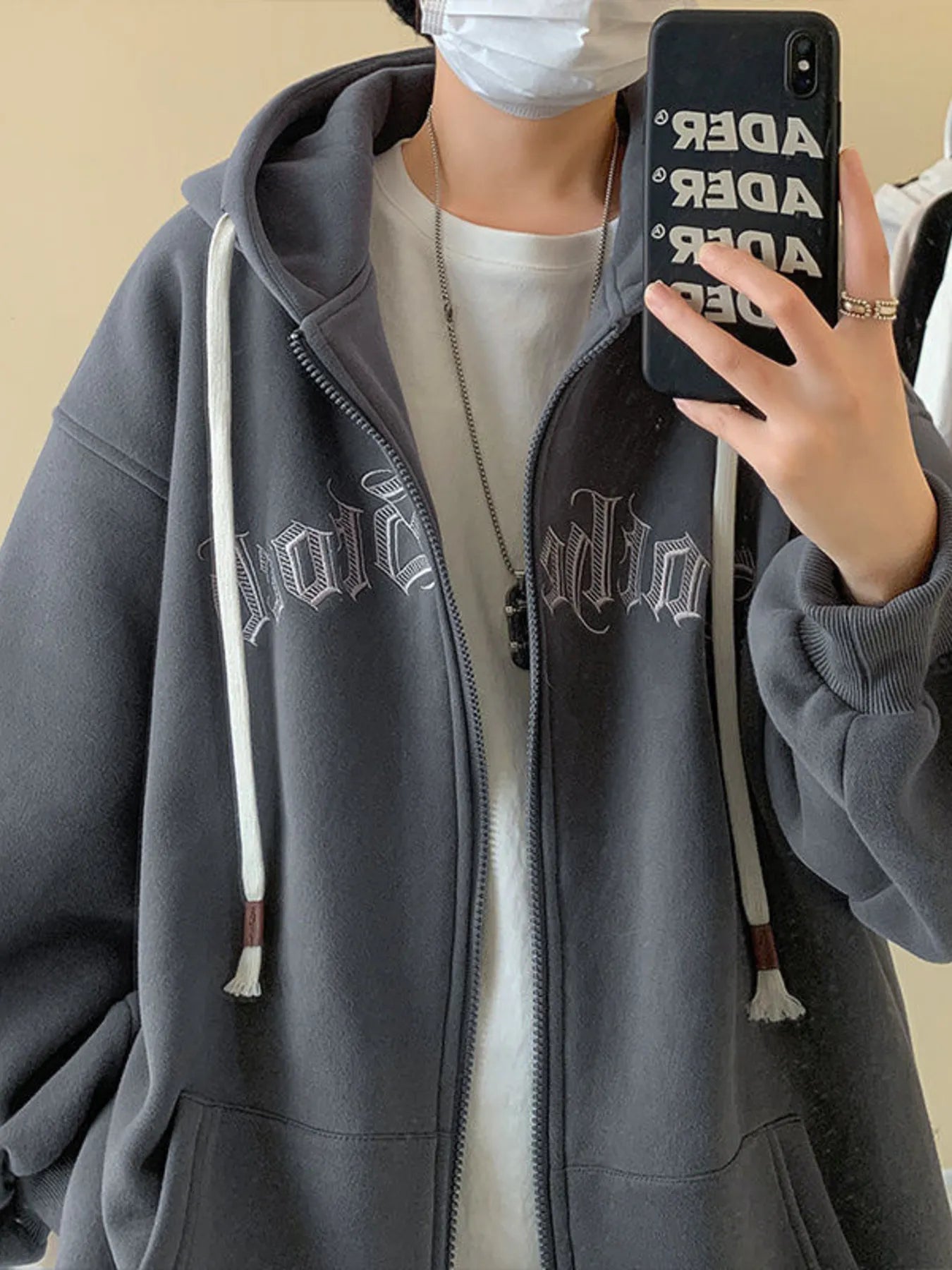 Men'sLetter Zip - Up Drawstring Hoodie – My Wear - My Wear Clothing Co