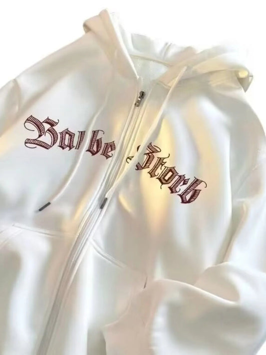 Men'sLetter Zip - Up Drawstring Hoodie – My Wear - My Wear Clothing Co