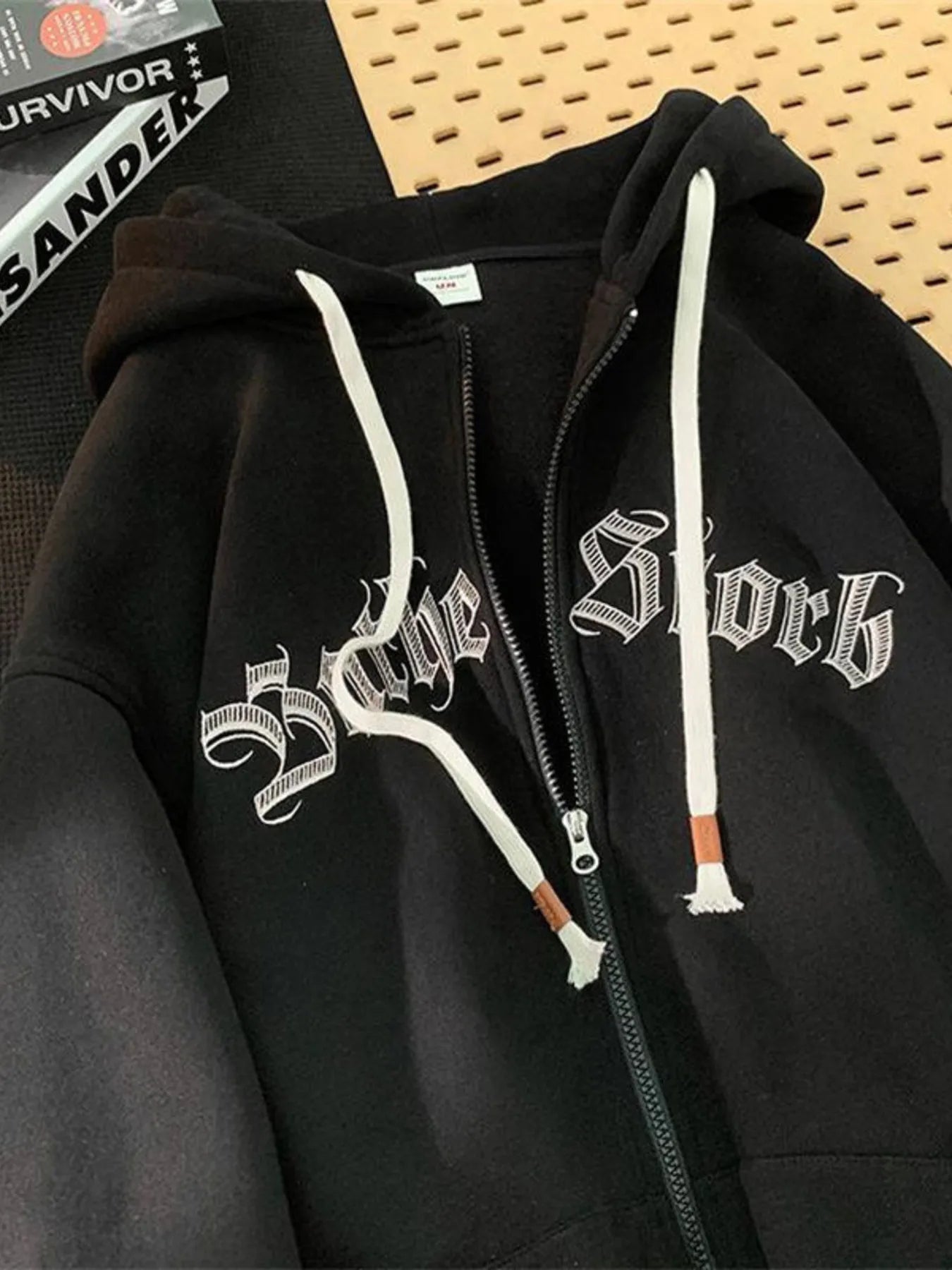 Men'sLetter Zip - Up Drawstring Hoodie – My Wear - My Wear Clothing Co