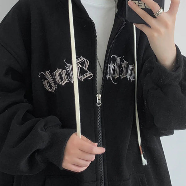 Men'sLetter Zip - Up Drawstring Hoodie – My Wear - My Wear Clothing Co