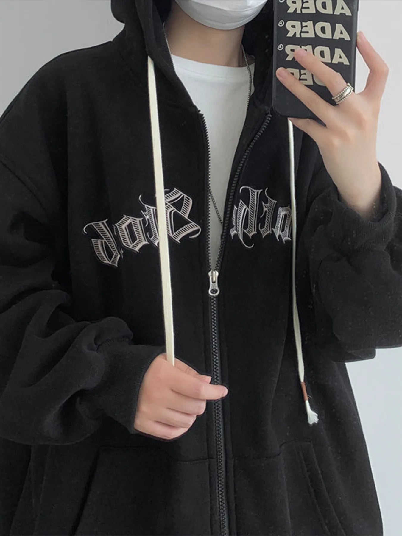 Men'sLetter Zip - Up Drawstring Hoodie – My Wear - My Wear Clothing Co