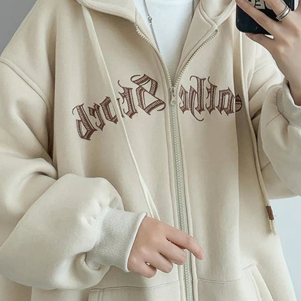Men'sLetter Zip - Up Drawstring Hoodie – My Wear - My Wear Clothing Co