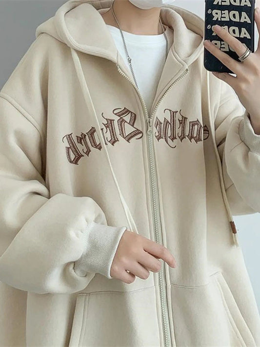 Men'sLetter Zip - Up Drawstring Hoodie – My Wear - My Wear Clothing Co